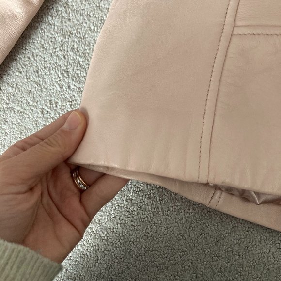 Danier Blush Pink Leather Moto Jacket - Picture 2 of 6